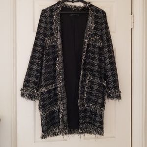 Zara Frayed Tweed Coat